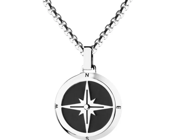 Naszyjnik ze stali szlachetnej - kompas