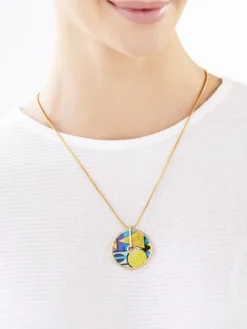 Naszyjnik ze stali szlachetnej z emalią