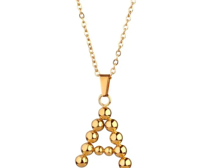 Naszyjnik ze stali szlachetnej - litera A