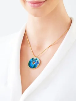 Naszyjnik  ze stali szlachetnej z emalią