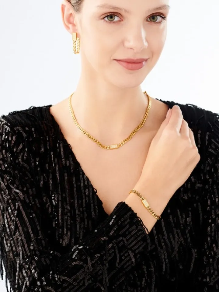 Naszyjnik ze stali szlachetnej z cyrkoniami