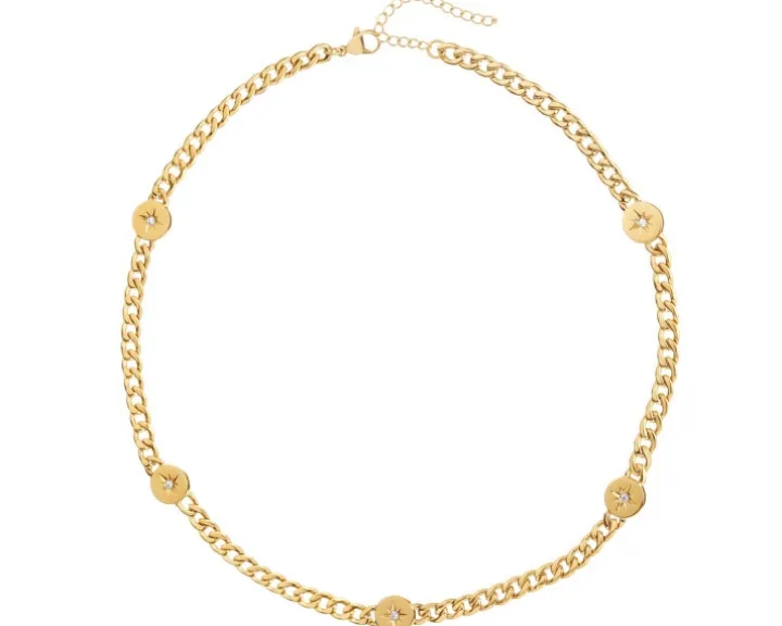 Naszyjnik ze stali szlachetnej z cyrkoniami - gwiazdy