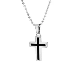Naszyjnik ze stali szlachetnej - krzyż