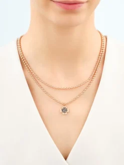 Naszyjnik ze stali szlachetnej z markasytami - koniczyna