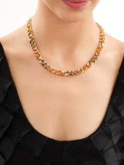 Naszyjnik ze stali szlachetnej z emalią