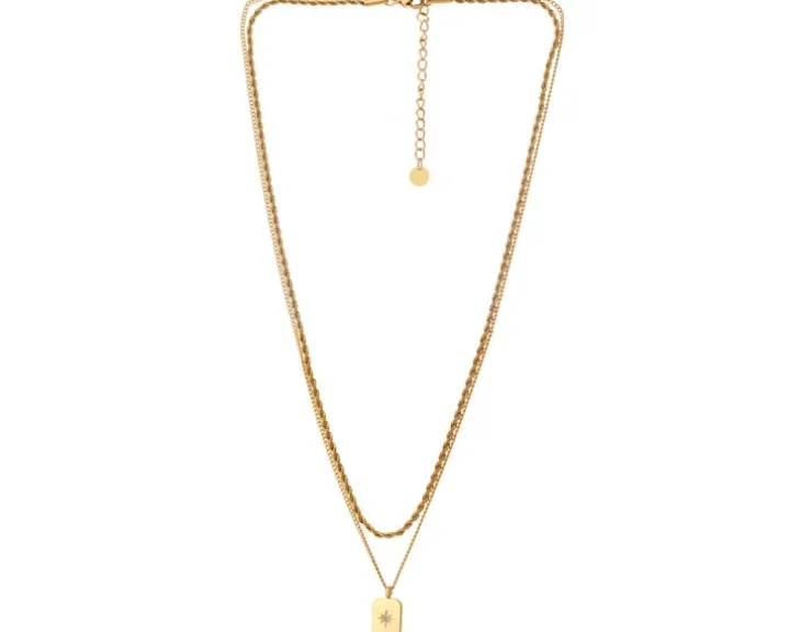 Naszyjnik ze stali szlachetnej z cyrkonią - gwiazda