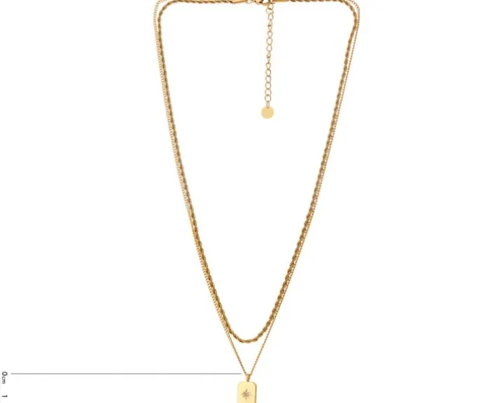 Naszyjnik ze stali szlachetnej z cyrkonią - gwiazda