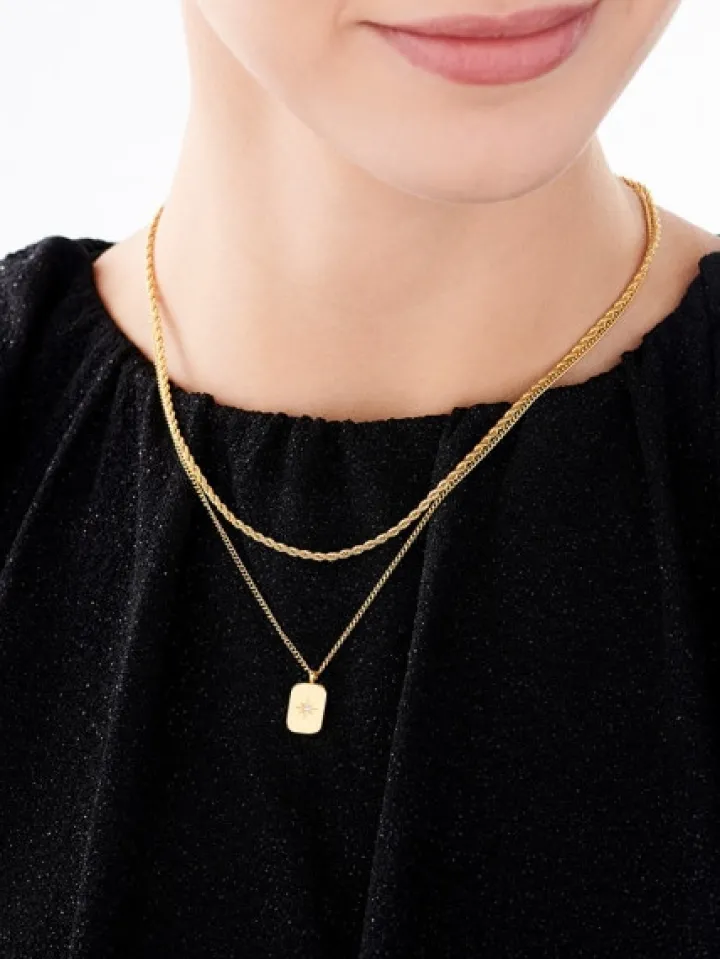 Naszyjnik ze stali szlachetnej z cyrkonią - gwiazda