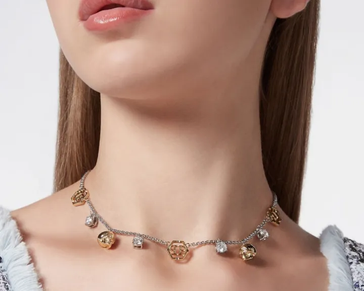 Naszyjnik ze stali szlachetnej z kryształami - czaszki, Philipp Plein