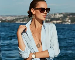 Naszyjnik ze stali szlachetnej - koło, liście