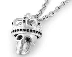 Naszyjnik ze stali szlachetnej z kryształami - czaszka, korona, Philipp Plein