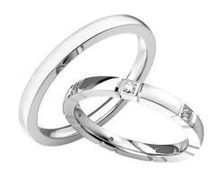 Obrączki Ślubne Apart.  Białe złoto rodowane. Wzór 4/192