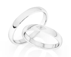 Obrączki Ślubne Apart.  Białe złoto rodowane. Wzór 4/136