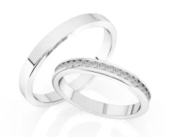 Obrączki Ślubne Apart.  Białe złoto rodowane. Wzór 4/180