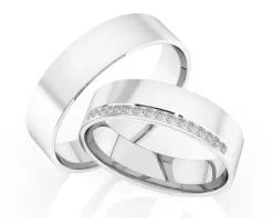 Obrączki Ślubne Apart.  Białe złoto rodowane. Wzór 4/420
