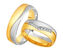 Obrączki Ślubne Apart.  Żółte i białe złoto rodowane. Wzór 4/466