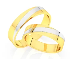 Obrączki Ślubne Apart.  Żółte i białe złoto rodowane. Wzór 444