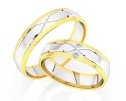 Obrączki Ślubne Apart.  Żółte i białe złoto rodowane. Wzór 4/740