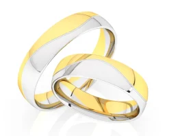 Obrączki Ślubne Apart.  Żółte i białe złoto rodowane. Wzór 465