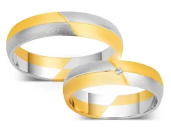 Obrączki Ślubne Apart.  Żółte i białe złoto rodowane. Wzór 4/736
