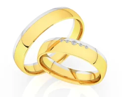 Obrączki Ślubne Apart.  Żółte i białe złoto rodowane. Wzór 4/457