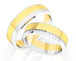 Obrączki Ślubne Apart.  Żółte i białe złoto rodowane. Wzór 4/453