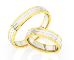 Obrączki Ślubne Apart.  Żółte i białe złoto rodowane. Wzór 741