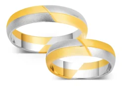Obrączki Ślubne Apart.  Żółte i białe złoto rodowane. Wzór 736