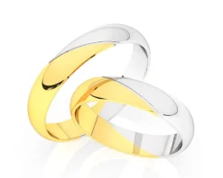 Obrączki Ślubne Apart.  Żółte i białe złoto rodowane. Wzór 447