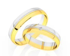 Obrączki Ślubne Apart.  Żółte i białe złoto rodowane. Wzór 4/459