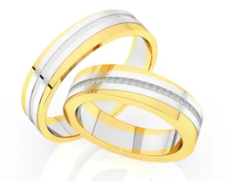 Obrączki Ślubne Apart.  Żółte i białe złoto rodowane. Wzór 4/448