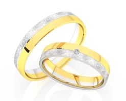 Obrączki Ślubne Apart.  Żółte i białe złoto rodowane. Wzór 4/464
