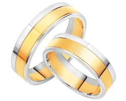 Obrączki Ślubne Apart.  Żółte i białe złoto rodowane. Wzór 453