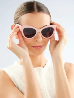 Okulary przeciwsłoneczne damskie, kocie oczy, różowe