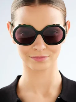 Okulary przeciwsłoneczne damskie, okrągłe, zielone