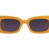 Okulary przeciwsłoneczne damskie, prostokątne, pomarańczowe