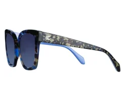 Okulary przeciwsłoneczne damskie, prostokątne, brązowe, niebieskie