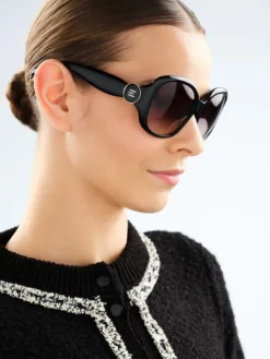 Okulary przeciwsłoneczne damskie, okrągłe, czarne