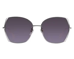 Okulary przeciwsłoneczne damskie, geometryczne, jasne srebrne