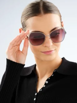 Okulary przeciwsłoneczne damskie, geometryczne, jasne srebrne