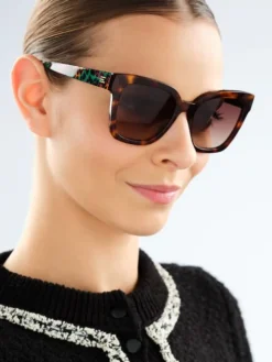 Okulary przeciwsłoneczne damskie, prostokątne, brązowe