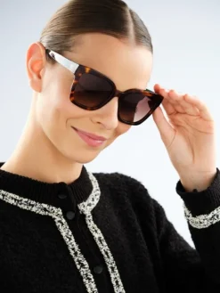 Okulary przeciwsłoneczne damskie, prostokątne, brązowe