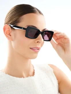 Okulary przeciwsłoneczne damskie, prostokątne, czarne