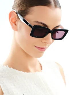 Okulary przeciwsłoneczne damskie, prostokątne, czarne