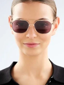 Okulary przeciwsłoneczne damskie, pilotki, jasne złote