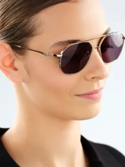 Okulary przeciwsłoneczne damskie, pilotki, jasne złote