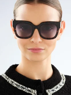 Okulary przeciwsłoneczne damskie, prostokątne, brązowe