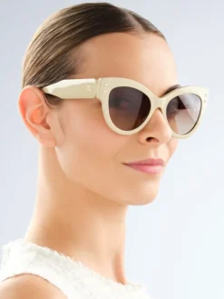 Okulary przeciwsłoneczne damskie, kocie oczy, beżowe