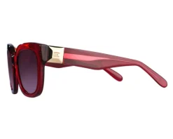 Okulary przeciwsłoneczne damskie, prostokątne, czerwone