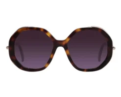 Okulary przeciwsłoneczne damskie, okrągłe, brązowe